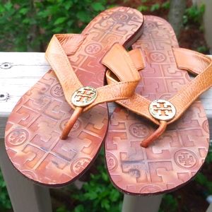 Tory Burch sandals, flats, 6M, brown leather